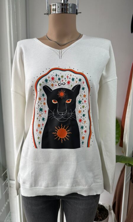 Alternative view of SWEATER LEOPARDO NEGRO(hilo bremer importado)